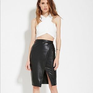 FOREVER 21 Faux leather skirt with front side slit